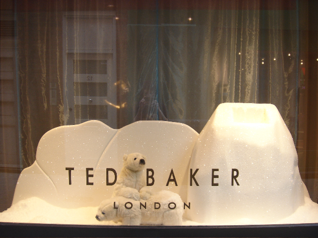 Glittered Snowy Mountains Shop Display For Ted Baker