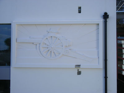 Polystyrene Arsenal Cannon Fixed On The Wall Ready For Painting