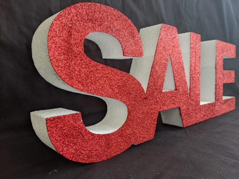 Glittered Red Polystyrene Sale Sign